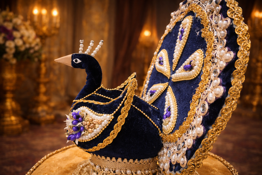Handcrafted Velvet Peacock Shagun Nariyal