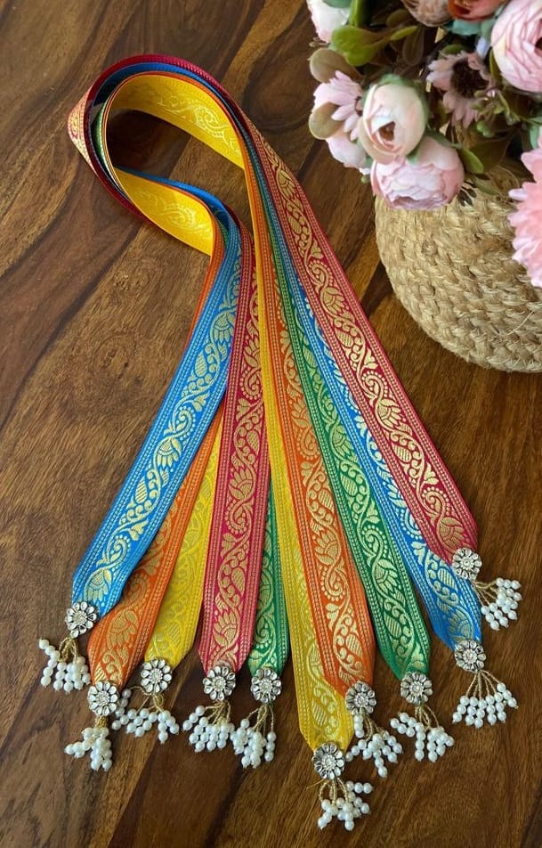 Elegant Banarasi Welcome Mala with Pearl Tassels