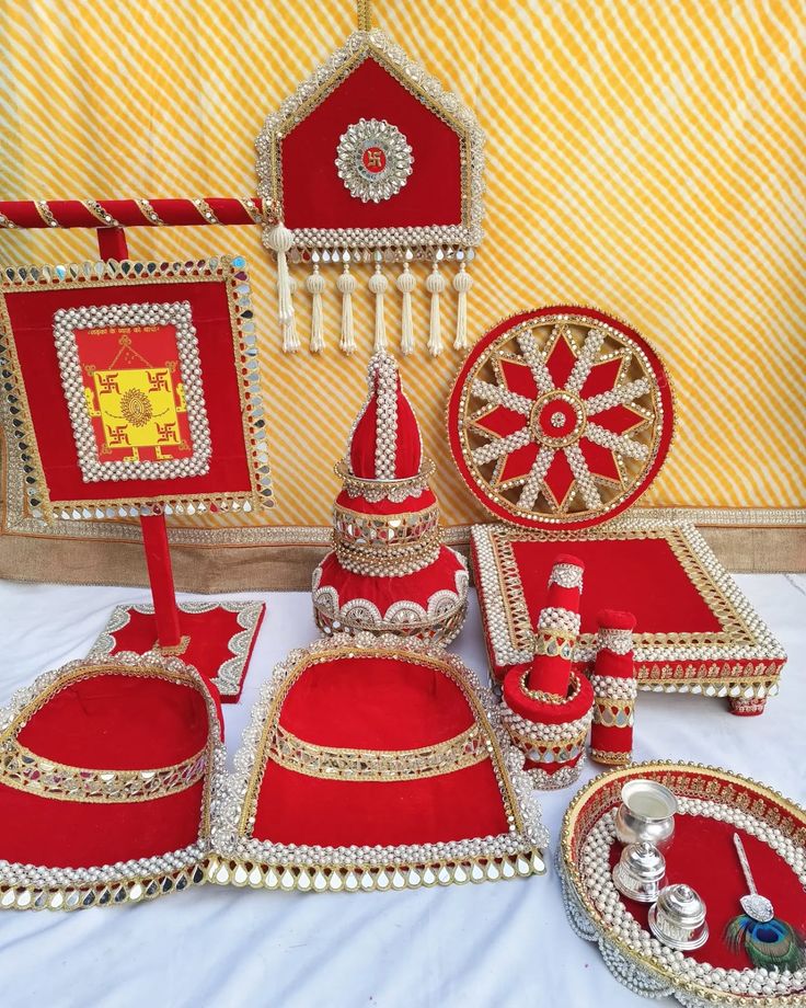 Traditional Wedding Ritual Set- Red & Golden Handmade Collection