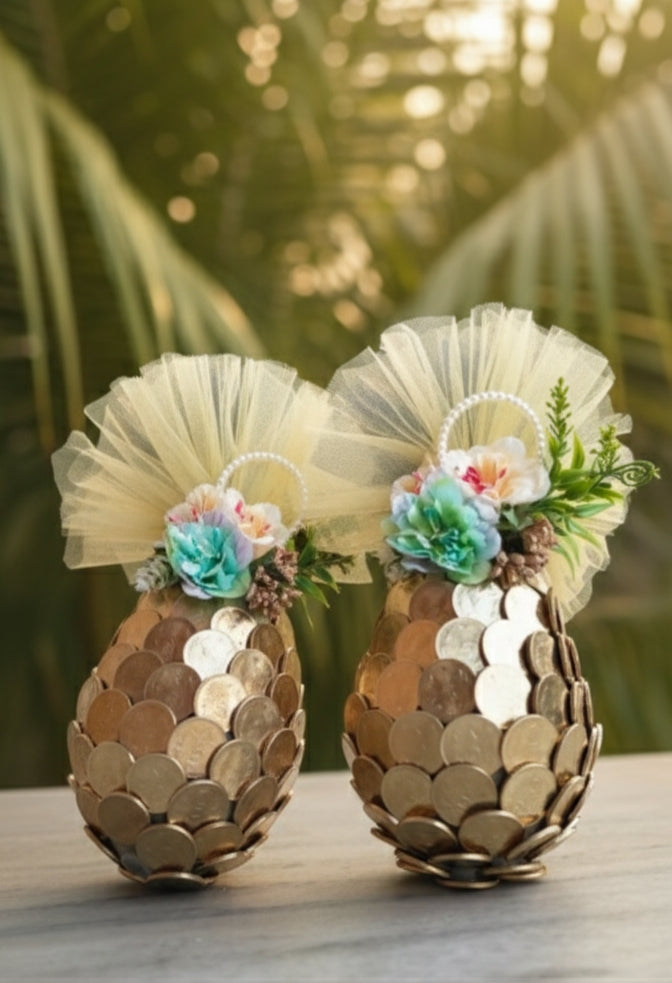 Divine Silver Coin Handcrafted Shagun Nariyal