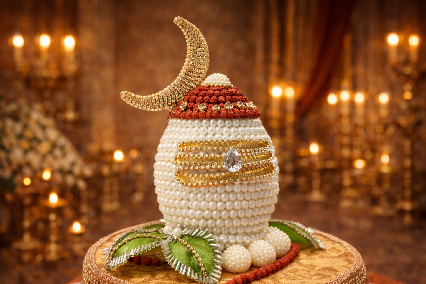 Royal Pearl Shagun Nariyal Shivling with Chandrama