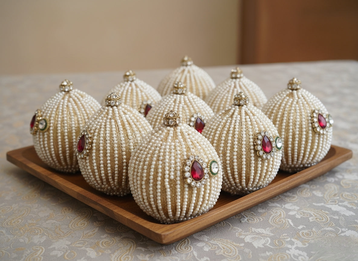 Royal Pearl Embellished Shagun Nariyal