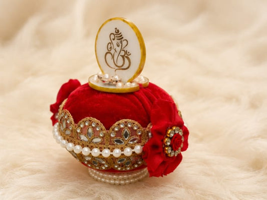 Velvet Shagun Nariyal with Resin Ganesh Idol