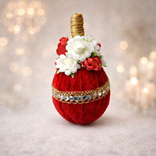 Royal Velvet Handcrafted Shagun Nariyal with Floral embellishment