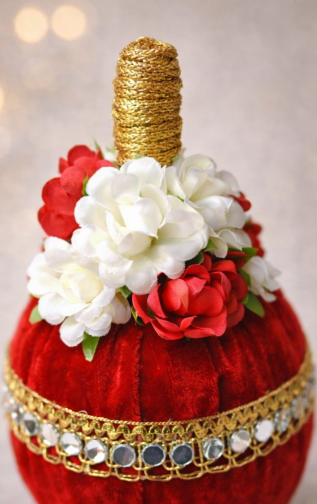 Royal Velvet Handcrafted Shagun Nariyal with Floral embellishment