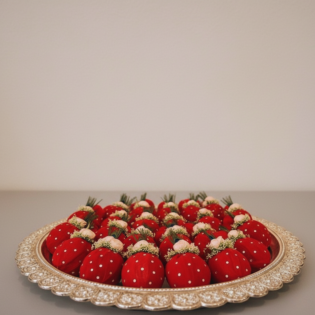 Divine Red Polka Handcrafted Shagun Nariyal