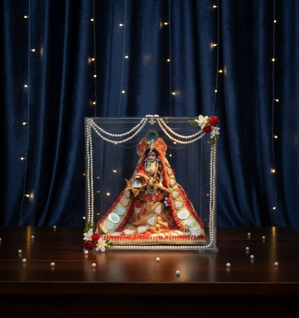 Handcrafted Silver Coin Radhaji Idol in Acrylic Box