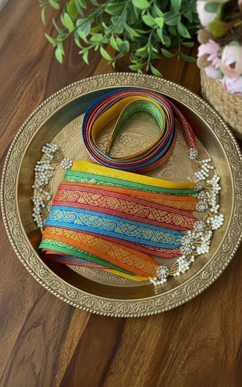 Elegant Banarasi Welcome Mala with Pearl Tassels