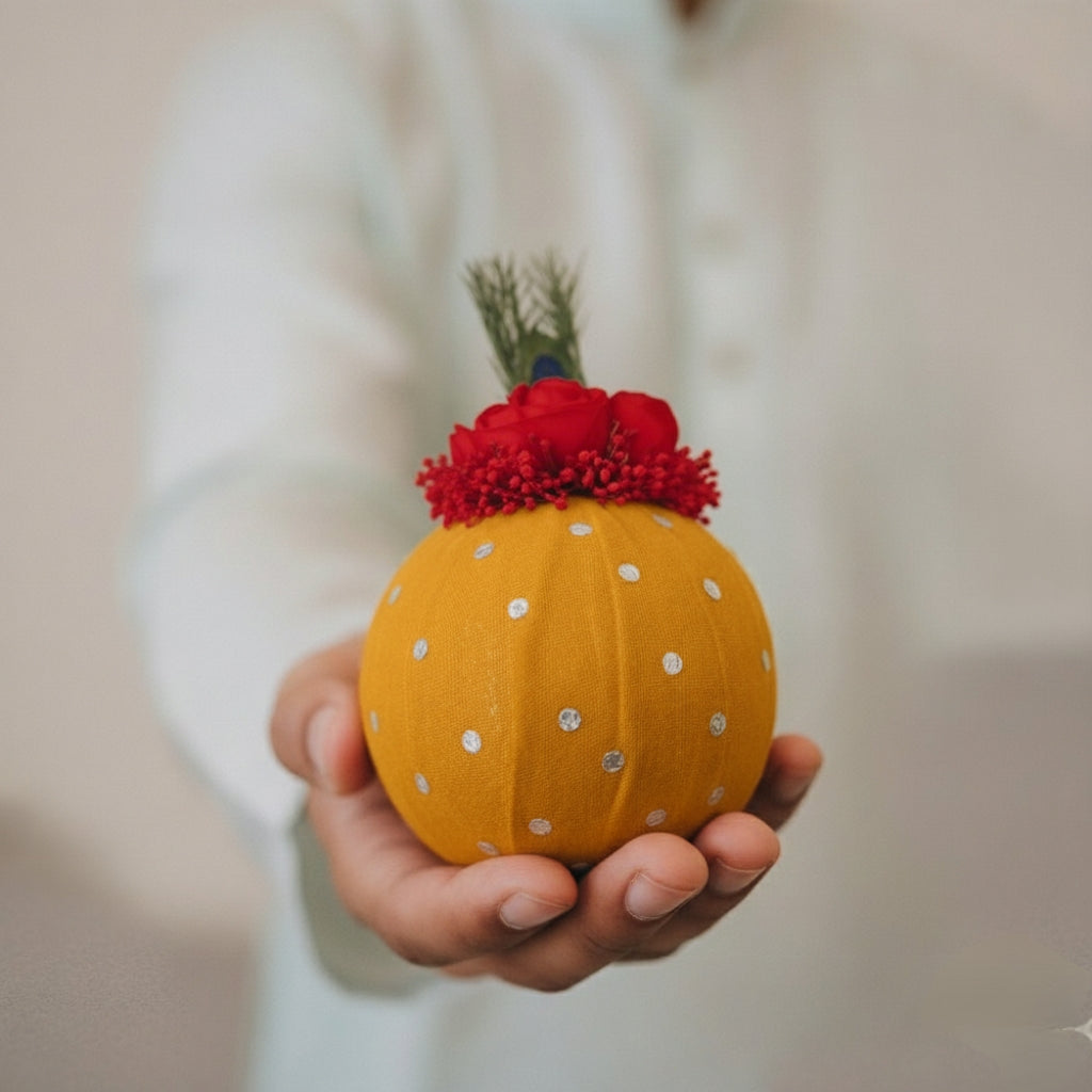 Divine Red Polka Handcrafted Shagun Nariyal