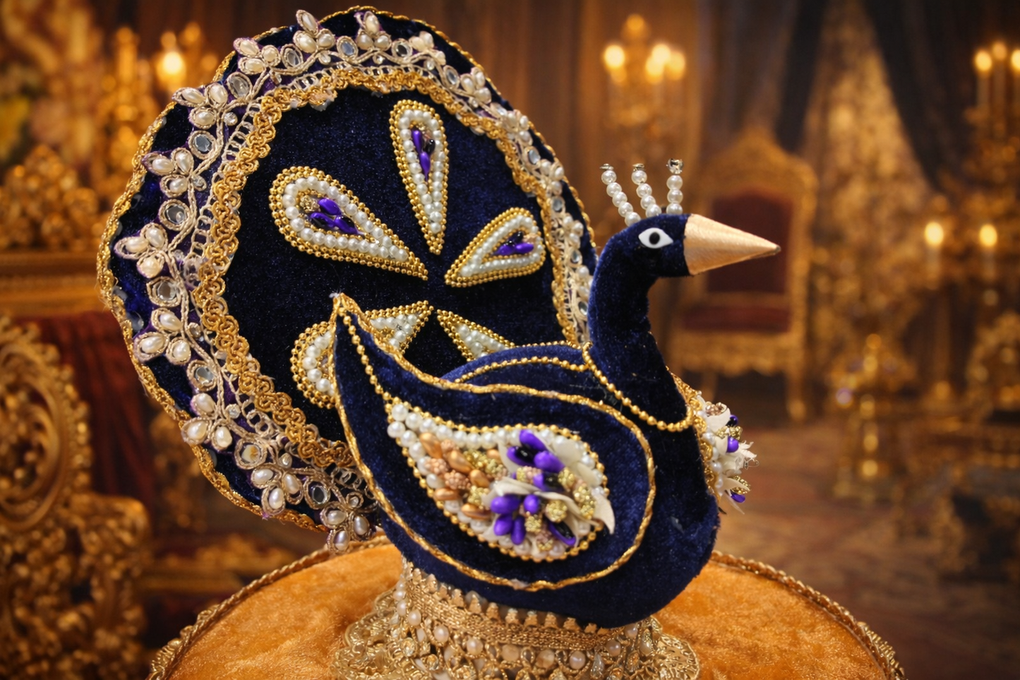 Handcrafted Velvet Peacock Shagun Nariyal