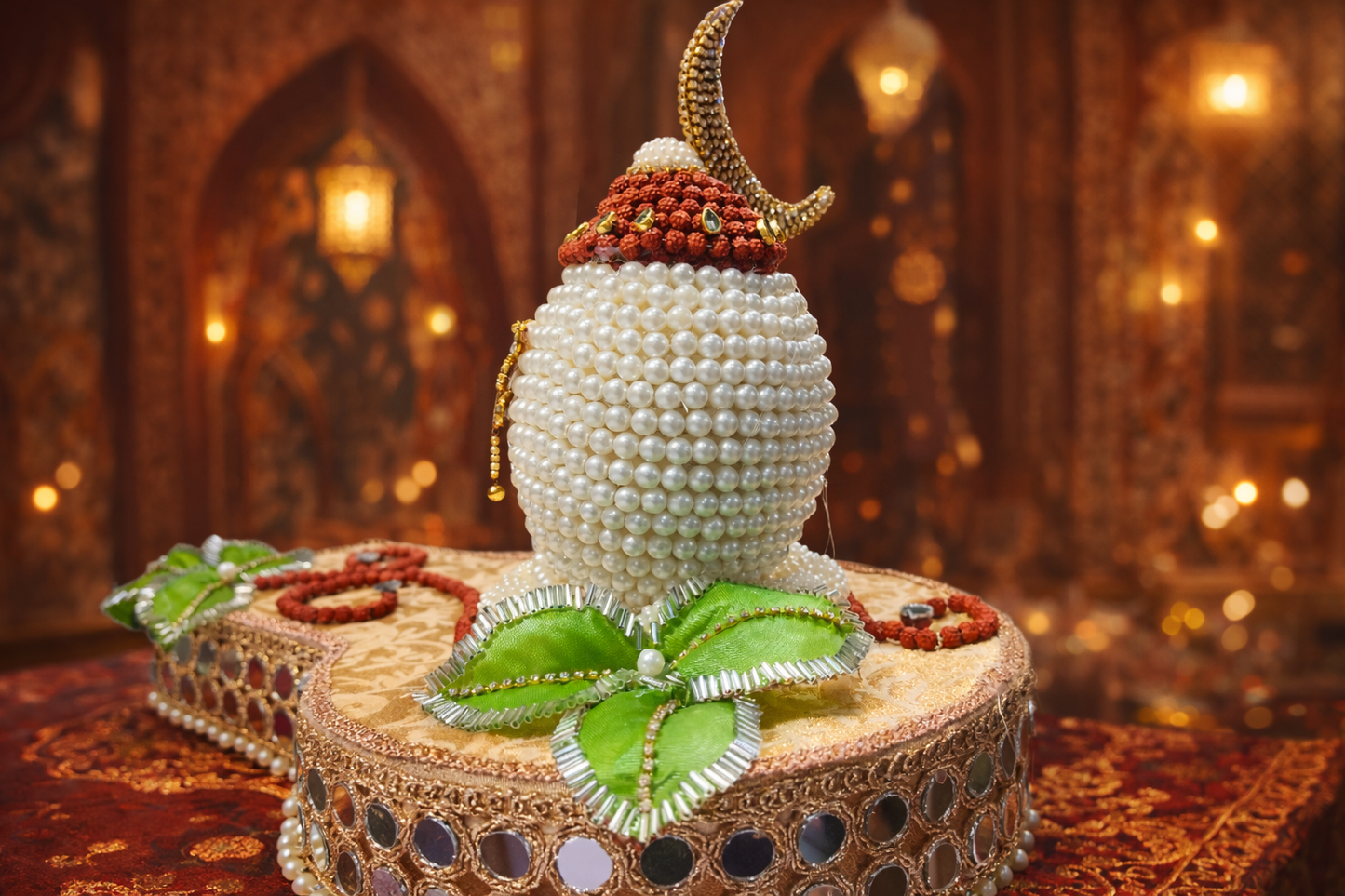Royal Pearl Shagun Nariyal Shivling with Chandrama
