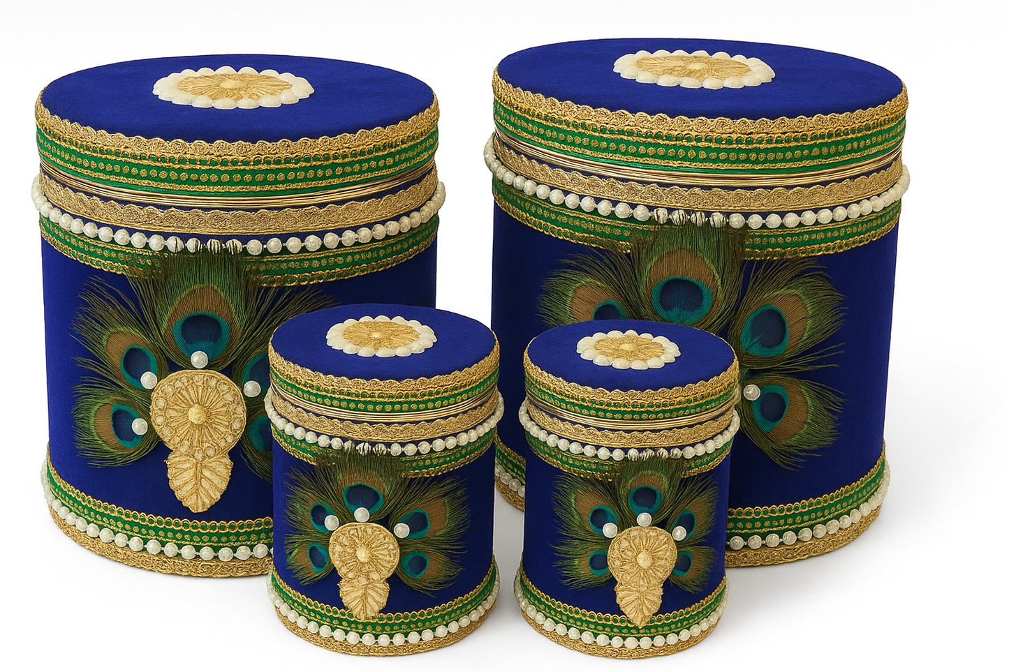 Royal Peacock Blue Wedding Shagun Utensil Set