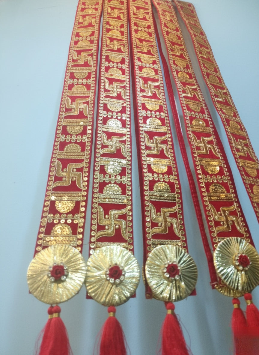 Red & Gold Welcome Swastik Patkas ( Pack of 10 )