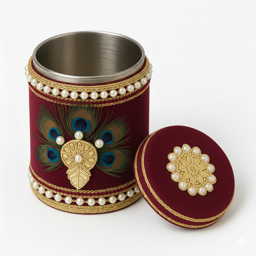 Royal Peacock Blue Wedding Shagun Utensil Set