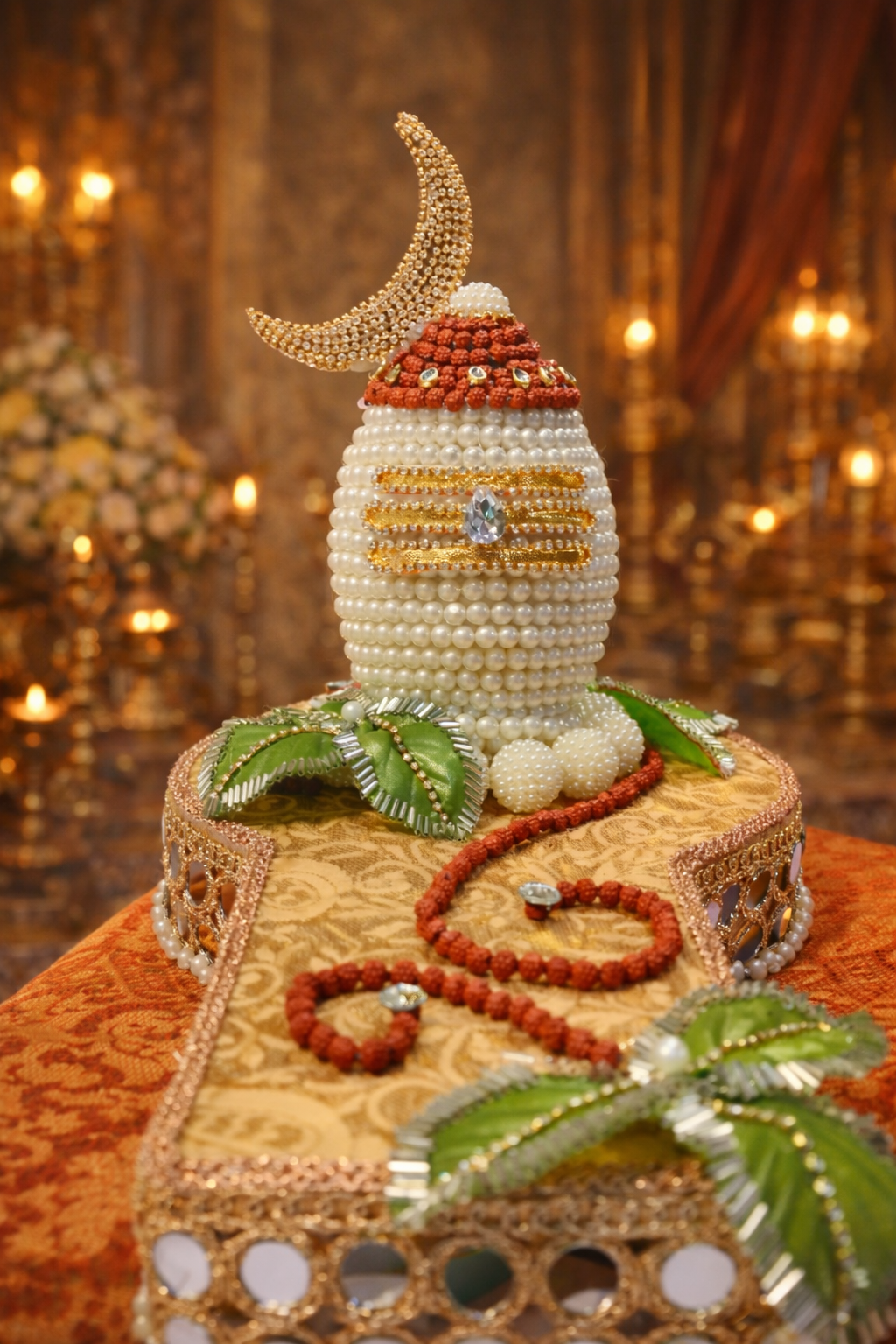 Royal Pearl Shagun Nariyal Shivling with Chandrama