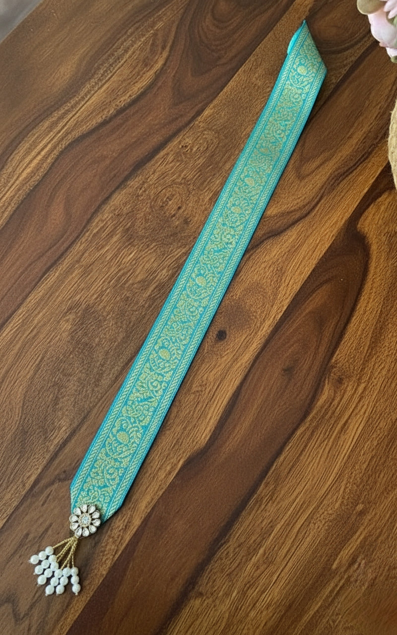 Elegant Banarasi Welcome Mala with Pearl Tassels