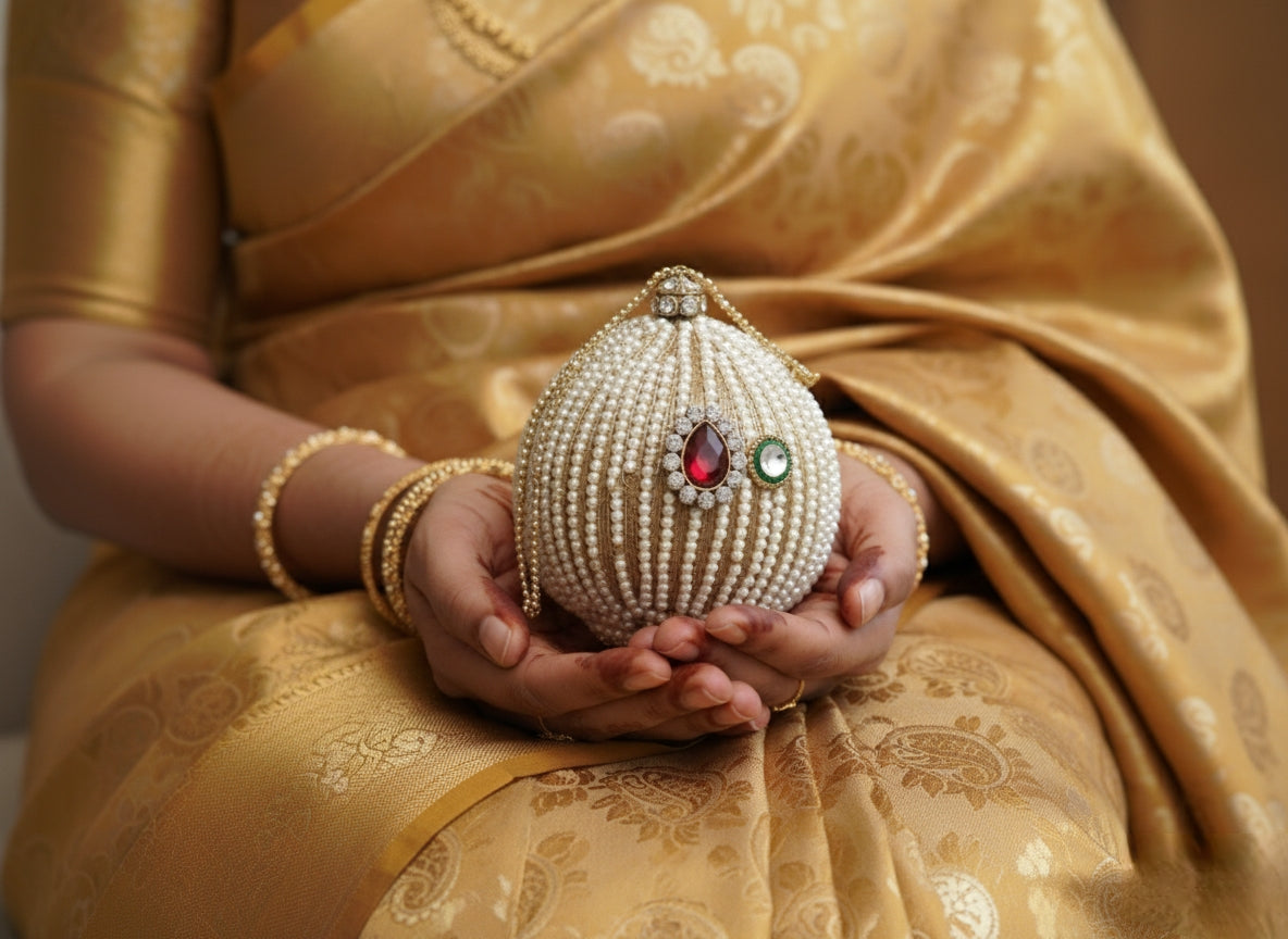 Royal Pearl Embellished Shagun Nariyal