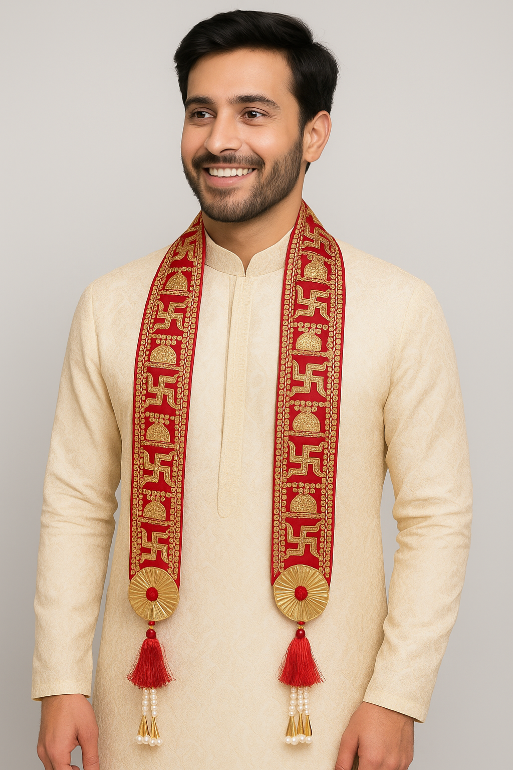 Red & Gold Welcome Swastik Patkas ( Pack of 10 )