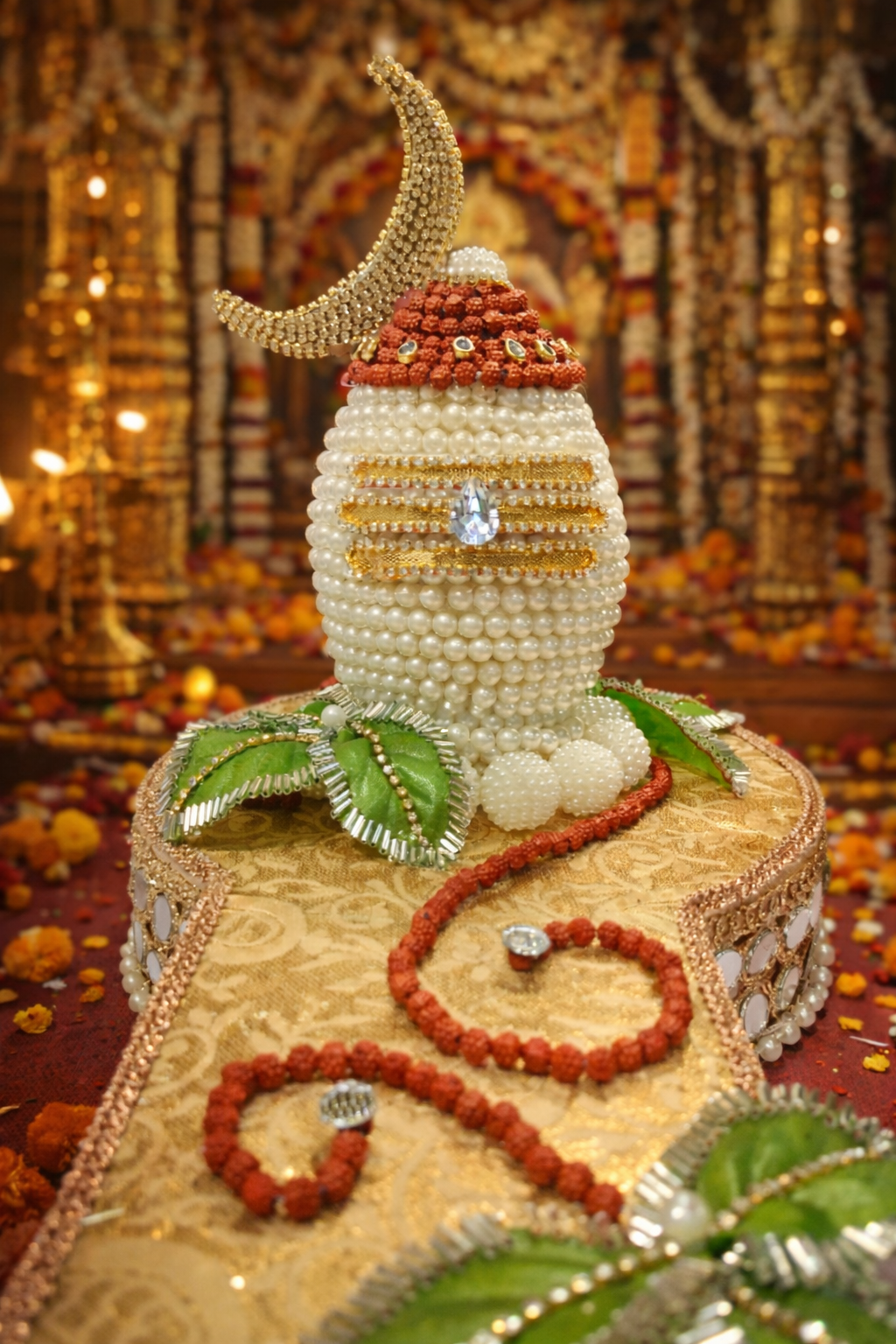 Royal Pearl Shagun Nariyal Shivling with Chandrama