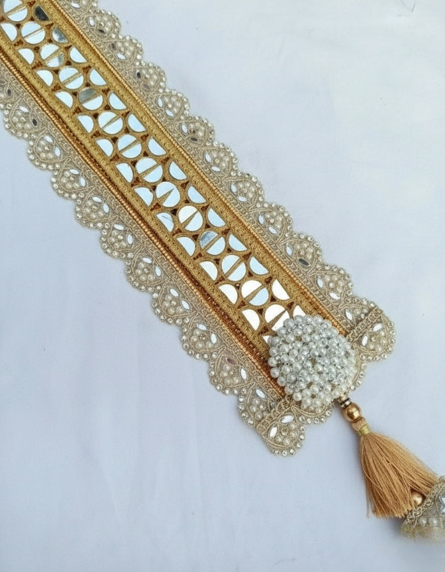 Royal Mirror Work Welcome Mala with Pearl Embroidery & Golden Tassels