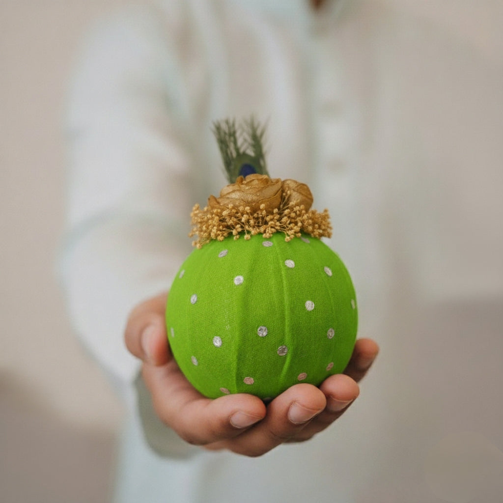 Divine Red Polka Handcrafted Shagun Nariyal