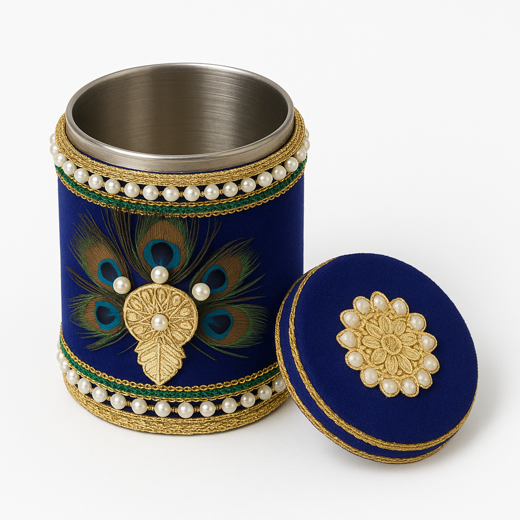Royal Peacock Blue Wedding Shagun Utensil Set